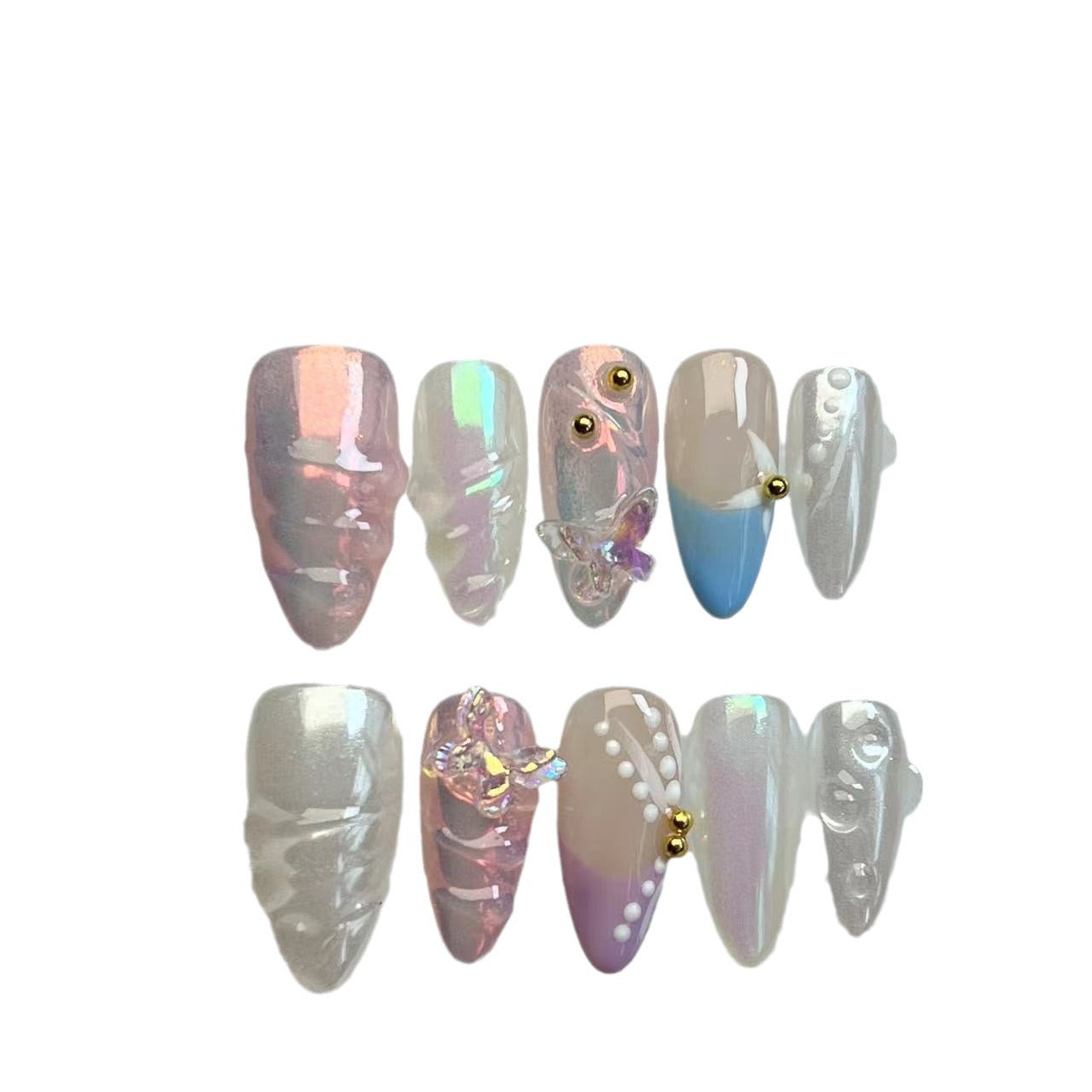 001 Butterfly Blue French Manicure